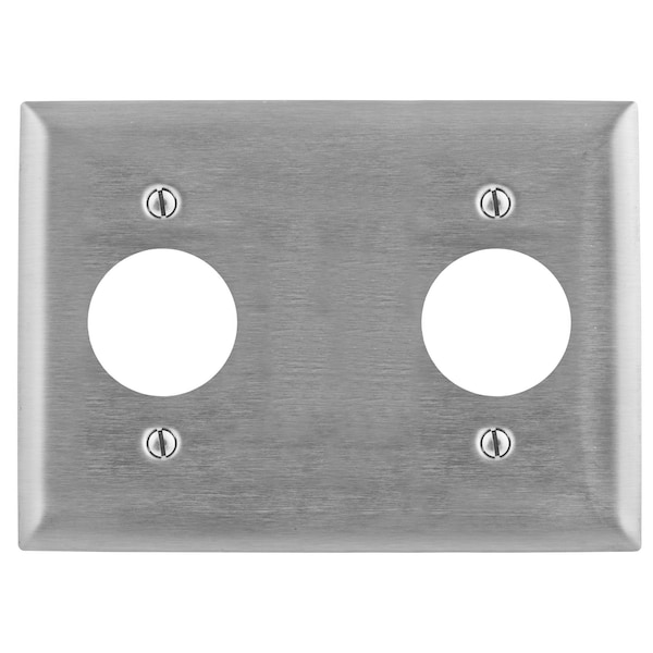 Wallplates and Boxes, Metallic Plates, 3- Gang, 1) 1.60" Opening 1) Blank1) 1.60" Opening, Standard Size, Stainless Steel